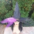 Kép 1/5 - Halloween fekete-lila tüllös-pókos boszorkány kalap arany pókkal