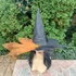 Kép 3/6 - Halloween fekete-narancssárga tüllös-pókos boszorkány kalap arany pókkal