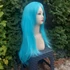 Kép 4/10 - TÜRKÍZKÉK Anime Colsplay extra hosszú egyenes frufru nélküli paróka 70cm, MINT BLUE, YBB01