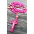 Kép 3/5 - PINK 8MM-ES szentképes Fa gyöngy rózsafüzér imalánc nyaklánc, 8mm-es