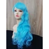 Kép 9/12 - TÜRKIZKÉK Anime Cosplay Extra hosszú hullámos frufrus paróka T313 -T4516