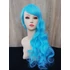 Kép 10/12 - TÜRKIZKÉK Anime Cosplay Extra hosszú hullámos frufrus paróka T313 -T4516