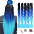 Kép 3/6 - A27-es FEKETE-KIRÁLYKÉK-VILÁGOSKÉK OMBRE Jumbo Braid Kanekalon póthaj Afro és Holland Fonáshoz 120cm 100g