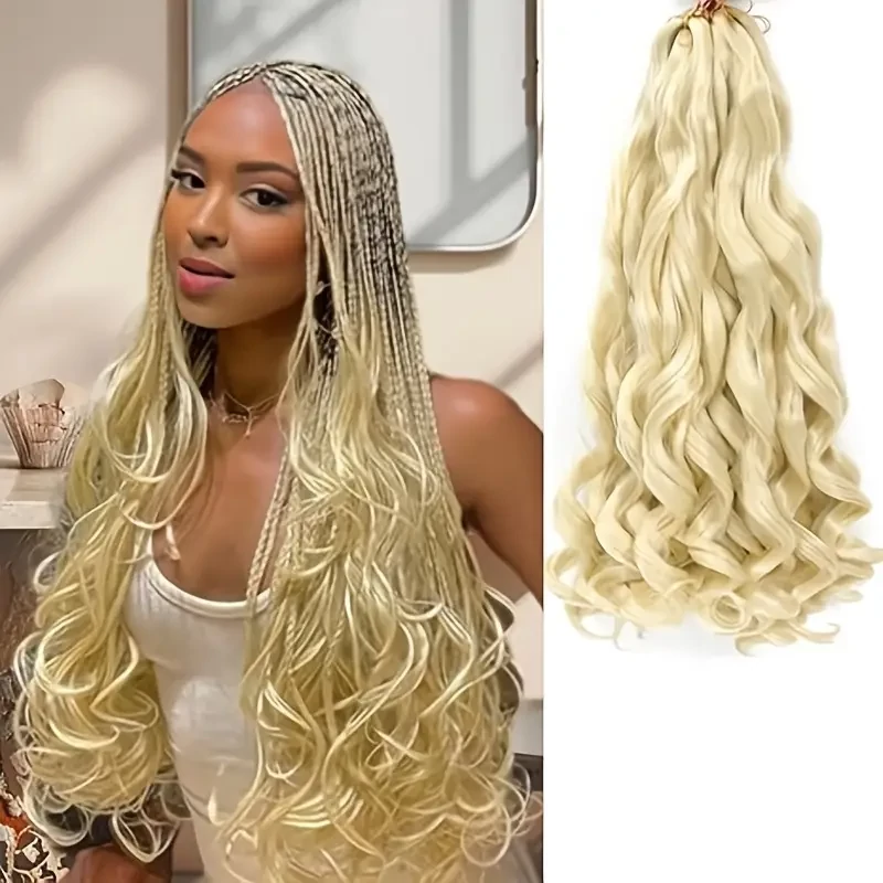 Francia hullámú, nyitott végű afro fonáshoz való haj, PLATINA SZŐKE 613-AS