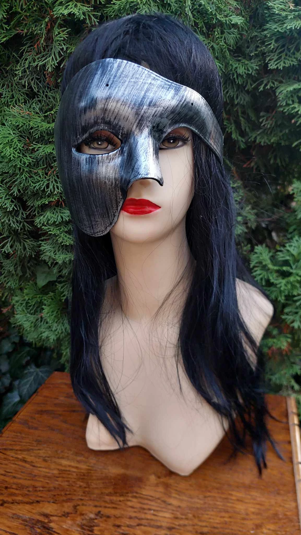 Halloween antik ezüst férfi asszimetrikus maszk