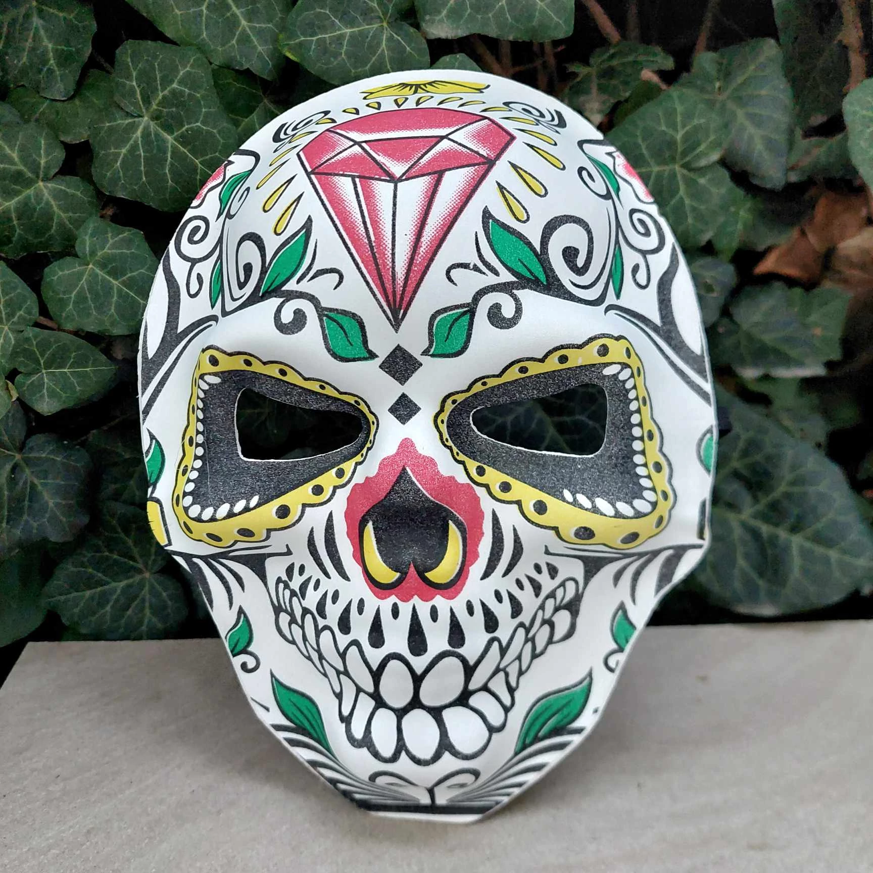 Mexikói Jellegű Díszes Koponya maszk, Halloween felnőtt puha maszk álarc jelmez 1sz