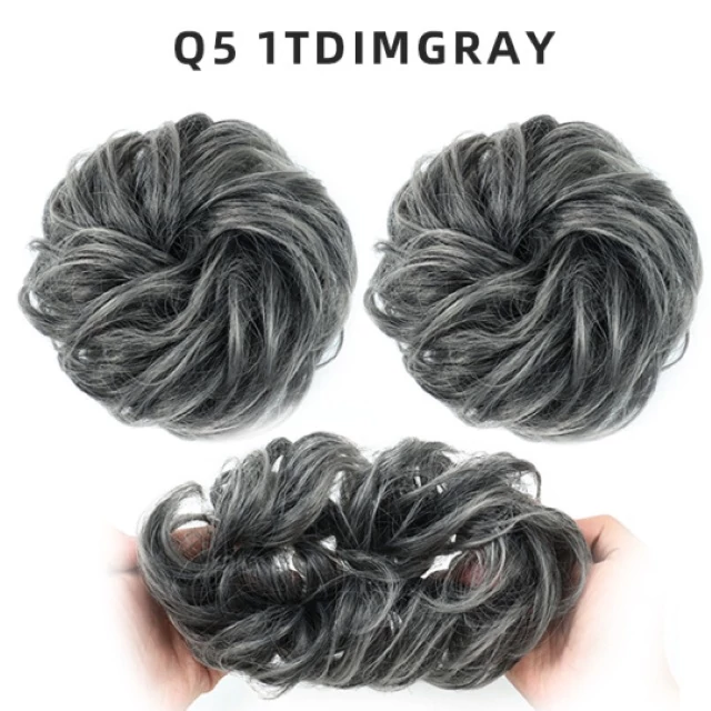 1TDIMGRAY, FEKETE-SZÜRKE Konty jellegű hajas hajgumi, Q5-ös típus, 20cm