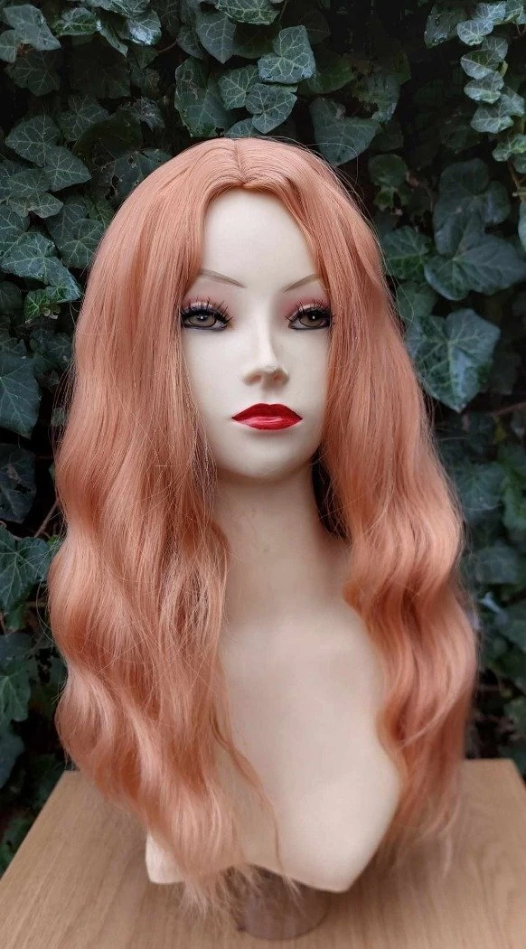 VÖRÖSES SZŐKE Hosszú hullámos frufru nélküli paróka Anime Cosplay JMK7-10344, X jelű