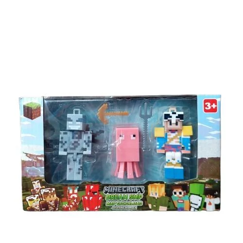 Minecraft játék jellegű figurák 3db+2 szerszám, 4sz