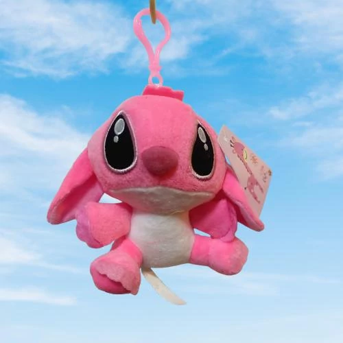 STITCH plüss figura Kulcstartó, 12cm, RÓZSASZÍN