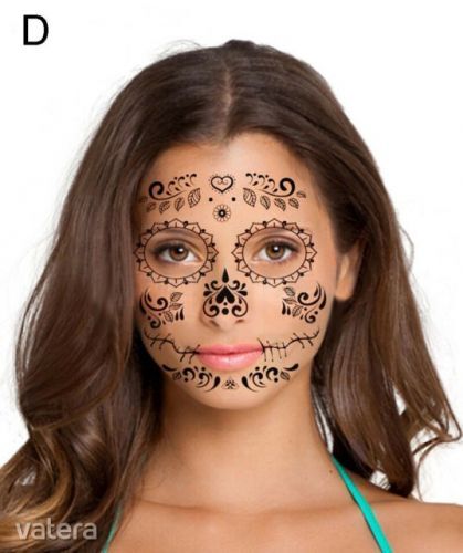 Mexikói csontváz arc tetoválás testmatrica arcmatrica VIDEÓVAL