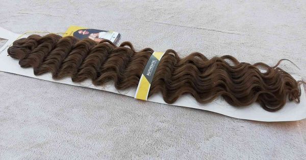 6-OS BARNA Twist haj mélyhullámos Brazil haj póthaj hajhosszabbításhoz 100gr